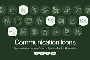 Animated Communication Icon Pack, an Outline Icon by Prosymbols