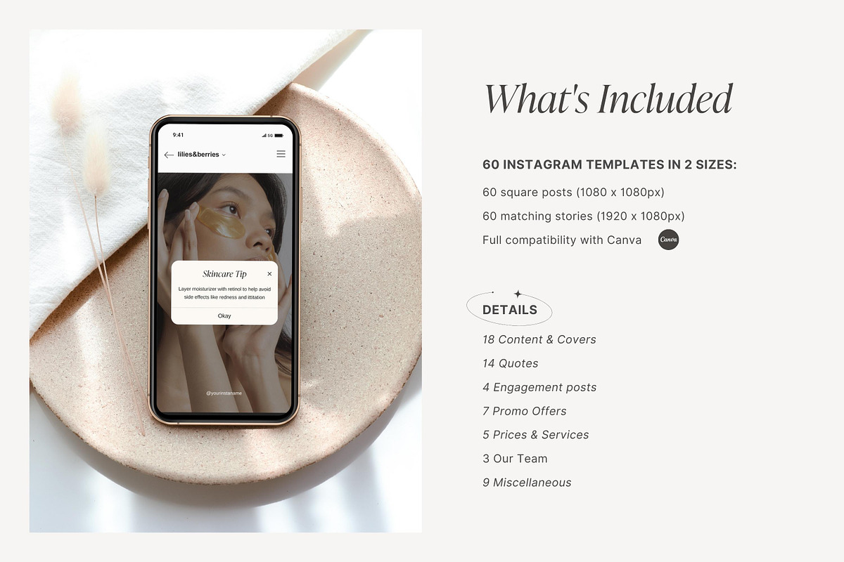 Esthetician Instagram templates, a Social Media Template by LiliesandBerries (Photo 3 of 22)