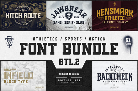 Sports Display Font Bundle BTL.2, a Sans Serif Font by BoxTube Labs