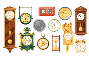 Set of retro and modern clocks, a Technology Illustration by Elegant Solution