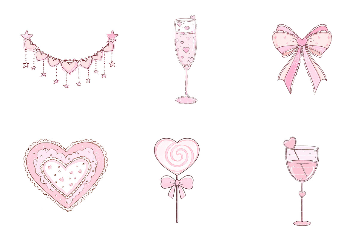 Coquette valentine clip art, an Illustration by CreationArt (Photo 2 of 6)