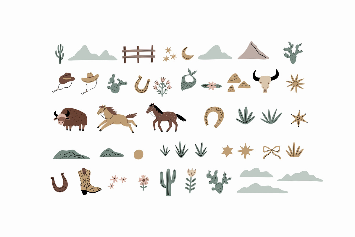 Howdy - Hand Drawn Western Elements, a Decorative Illustration by Barkova Nadya (Photo 5 of 6)