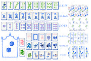 Mahjong Set Chinoiserie Blue, a Graphic by LABFcreations (Thumbnail 2 of 4)