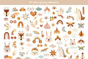 Retro Groovy Baby Clipart