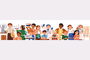 School kids students studying banner, a Person Illustration by Good Studio (Thumbnail 2 of 5)