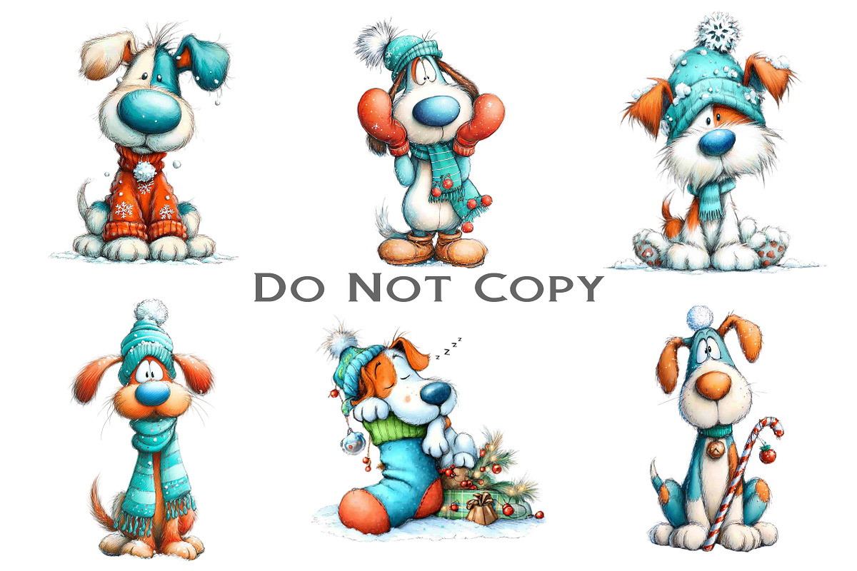 Quirky Christmas Dog Clipart Bundle, an Illustration by Craft Nest (Photo 2 of 5)