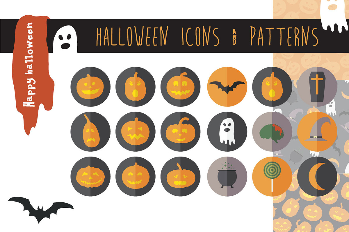 Halloween icons & patterns preview 2