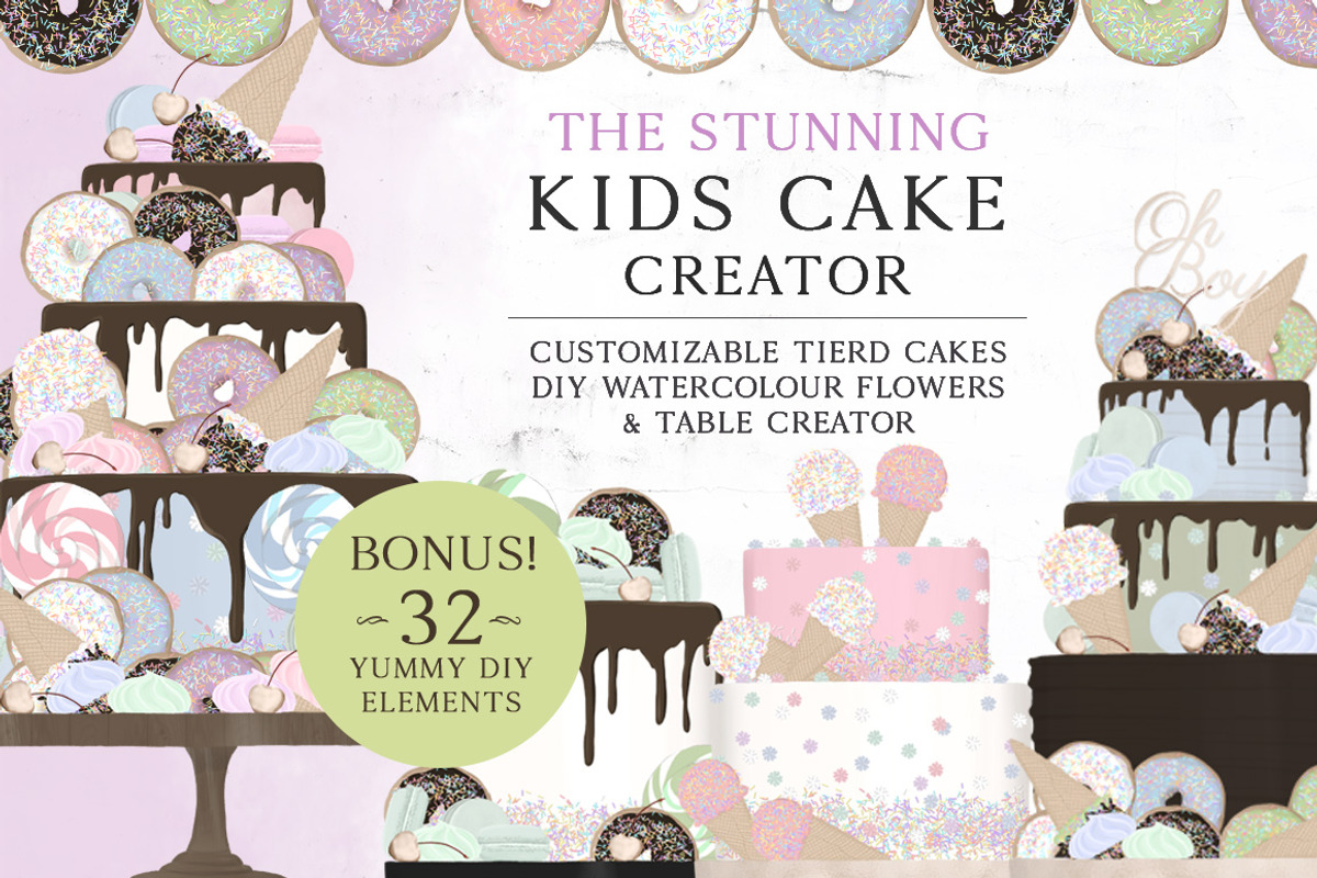 The Stunning Kids Cake Creator, an Object Graphic by Pretty Little Lines (Photo 1 of 2)