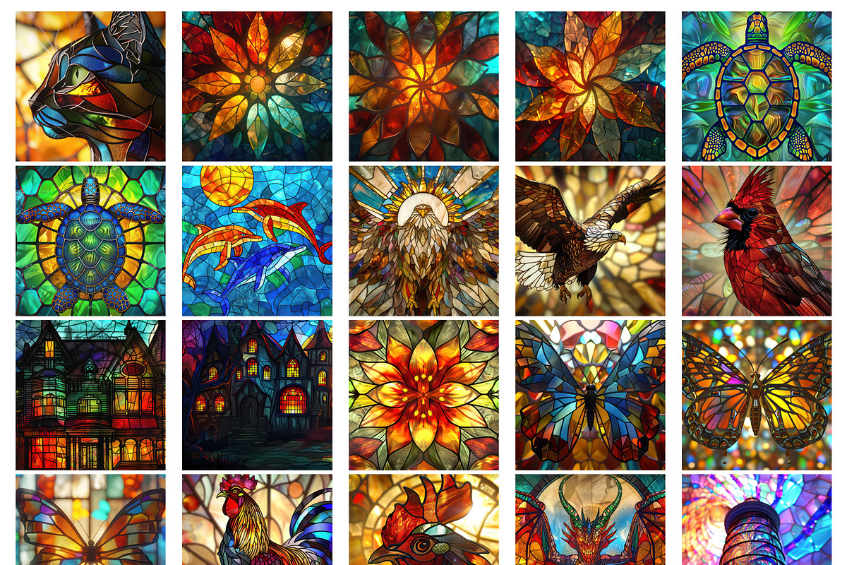 100 Stained Glass Square Coaster, an Object Graphic by M9 Design (Photo 2 of 6)
