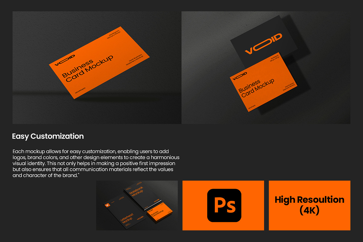 VOID Dark Stationery Mockup Bundle, a Product Mockup by Mocktopia (Photo 3 of 8)