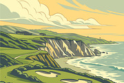 beauty of a coastal golf course, a Seasonal Illustration by SouravDesign (Thumbnail 1 of 3)