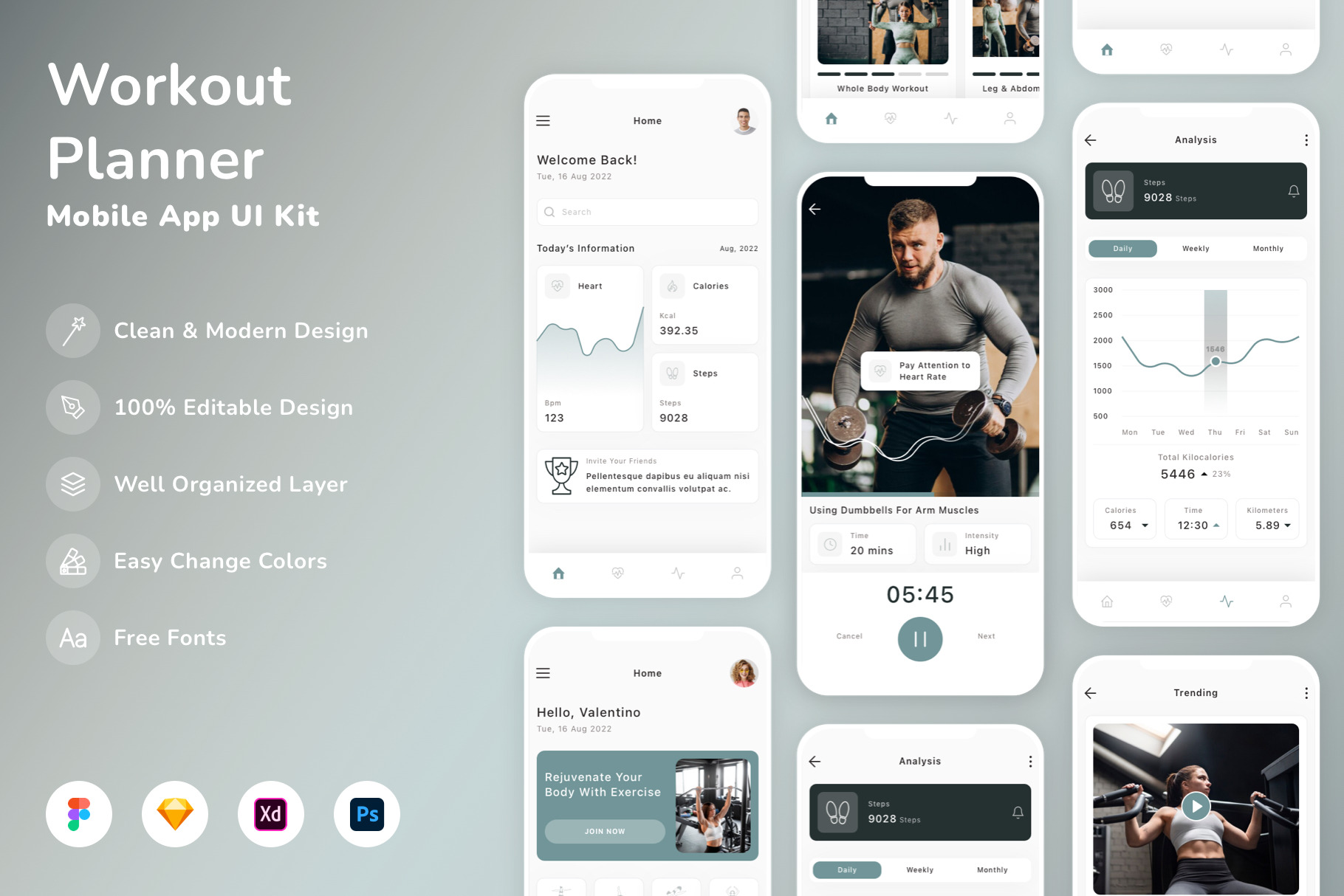 Workout Planner Mobile App UI Kit, an UI Kit Template by Betush