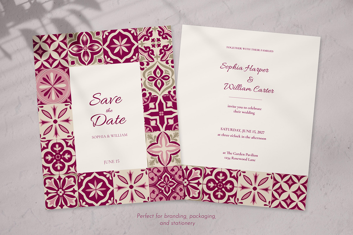 Mauve Tiles Vector Collection, a Decorative Illustration by Liliia Polos Illustration (Photo 4 of 8)