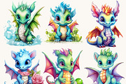 Colorful Baby Dragon Clipart Png, an Animal Illustration by BusyDaydesign (Thumbnail 5 of 9)