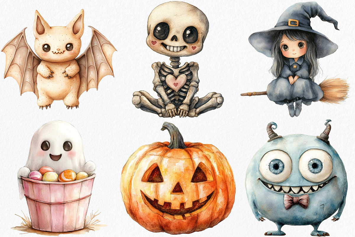 Kawaii Baby Halloween Clipart Bundle, an Illustration by Canvas Craft (Photo 3 of 8)