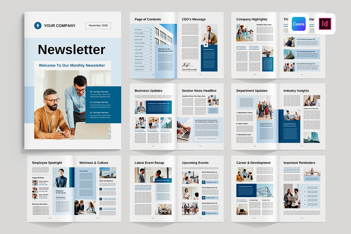 Newsletter Template | Canva & Indd, a Magazine Template by Leaflove (Photo 1 of 10)