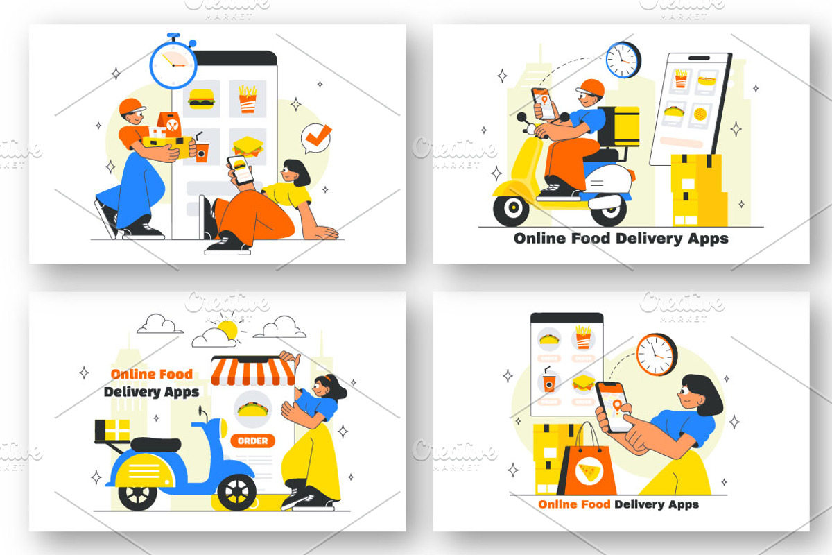 10 Online Food Delivery Apps, a Food Illustration by denayunebgt (Photo 2 of 4)