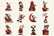 Whimsical Christmas Snowman Clipart, an Illustration by DreamCafeArt (Thumbnail 2 of 6)