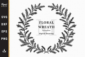 Christmas wreath, Winter Frame SVG
