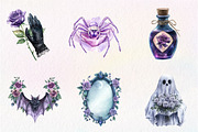 Halloween & Purple Roses Clipart, an Illustration by CreationArt (Thumbnail 2 of 9)
