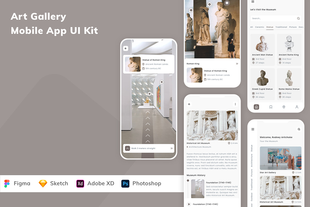 Art Gallery Mobile App UI Kit, an UI Kit Template by Betush