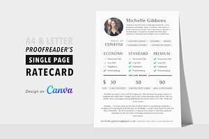 Proofreader's Rate Card Template