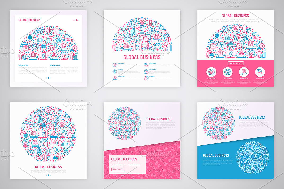 Global Business Icons Set Templates, an Outline Icon by Alex Blogoodf (Photo 8 of 10)