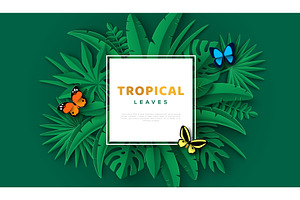 Tropical Leaves Butterfly Poster