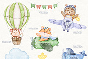 Watercolor Cute Pilot Animal Clipart, an Animal Illustration by ekossa_art (Thumbnail 4 of 6)