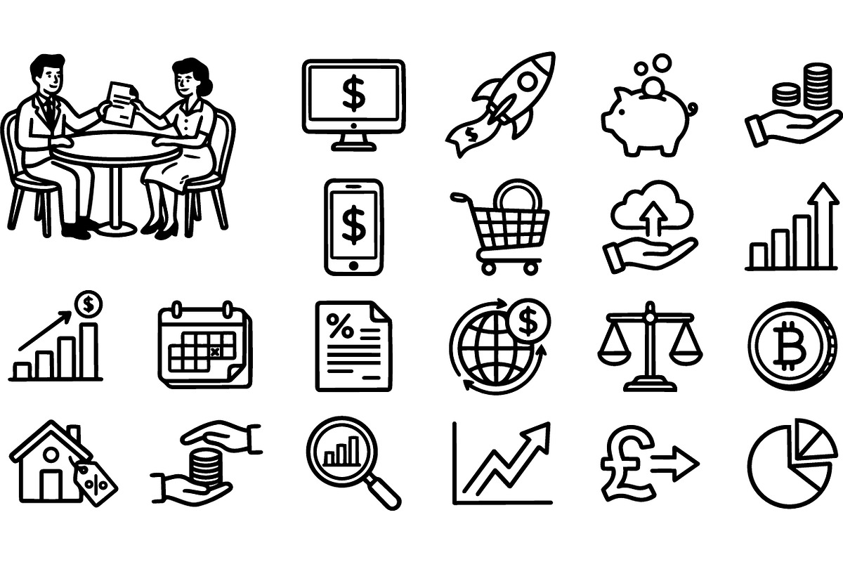 Business Finance Icon Vector Set, an Illustration by designvectx (Photo 2 of 3)