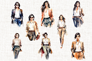 Watercolor Lady Boss Clipart, a Person Illustration by Mash Mash Stickers (Thumbnail 5 of 9)