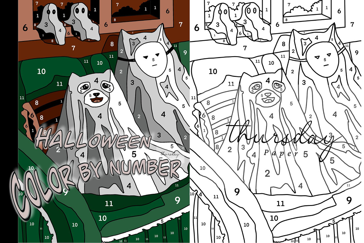 Cute ghost color by number, a Graphic by Thursdaypaper (Photo 1 of 3)