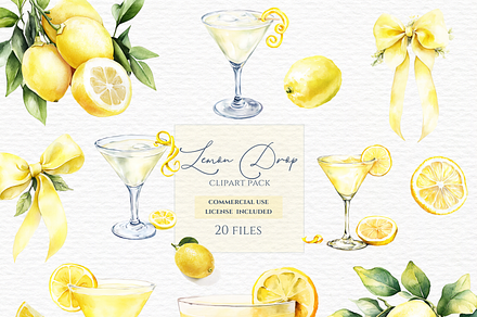 Lemon drop clipart, Watercolor, a Food Illustration by Invite to Clipart