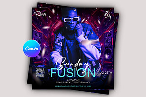 Sunday Party Flyer Canva Template, a Flyer Template by Posterfello
