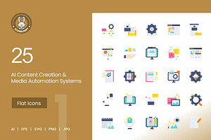 AI Content Creation Flat Multicolor, a Solid Icon by IconBunny