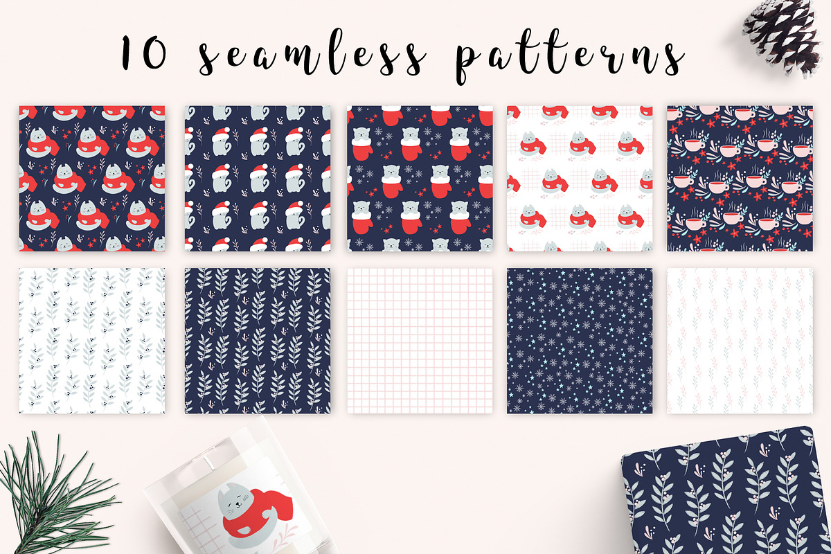Winter kittens, a Pattern Graphic by Svyatoslava_M (Photo 3 of 7)