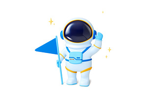 Astronaut 3d Character. Isolated