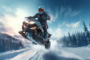 A person riding a snowmobile on a sn, a Photo by Iftikhar Alam