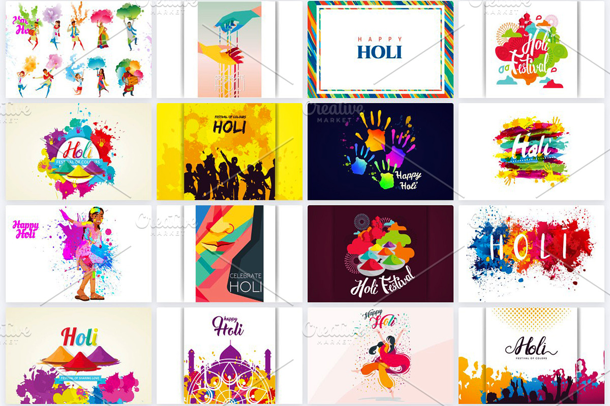 Holi Festival Backgrounds Collection, an Illustration by naem021 (Photo 8 of 10)