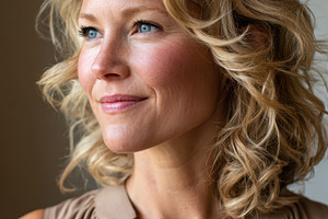 Portrait of a smiling blonde woman in soft light, a Person Photo by AlyaAnd