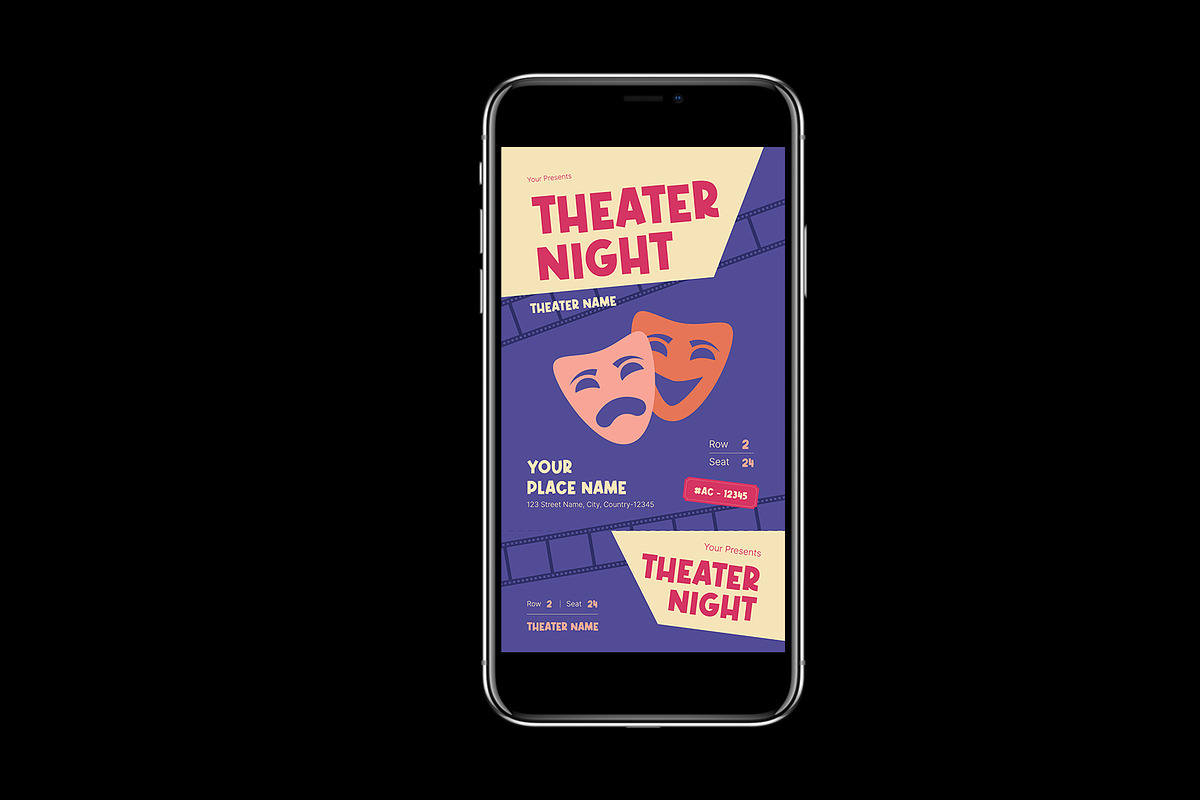 Retro Theater Ticket, a Stationery Template by Neermana (Photo 2 of 4)