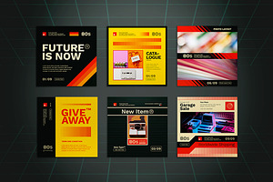 80s Retro Style Social Media Pack