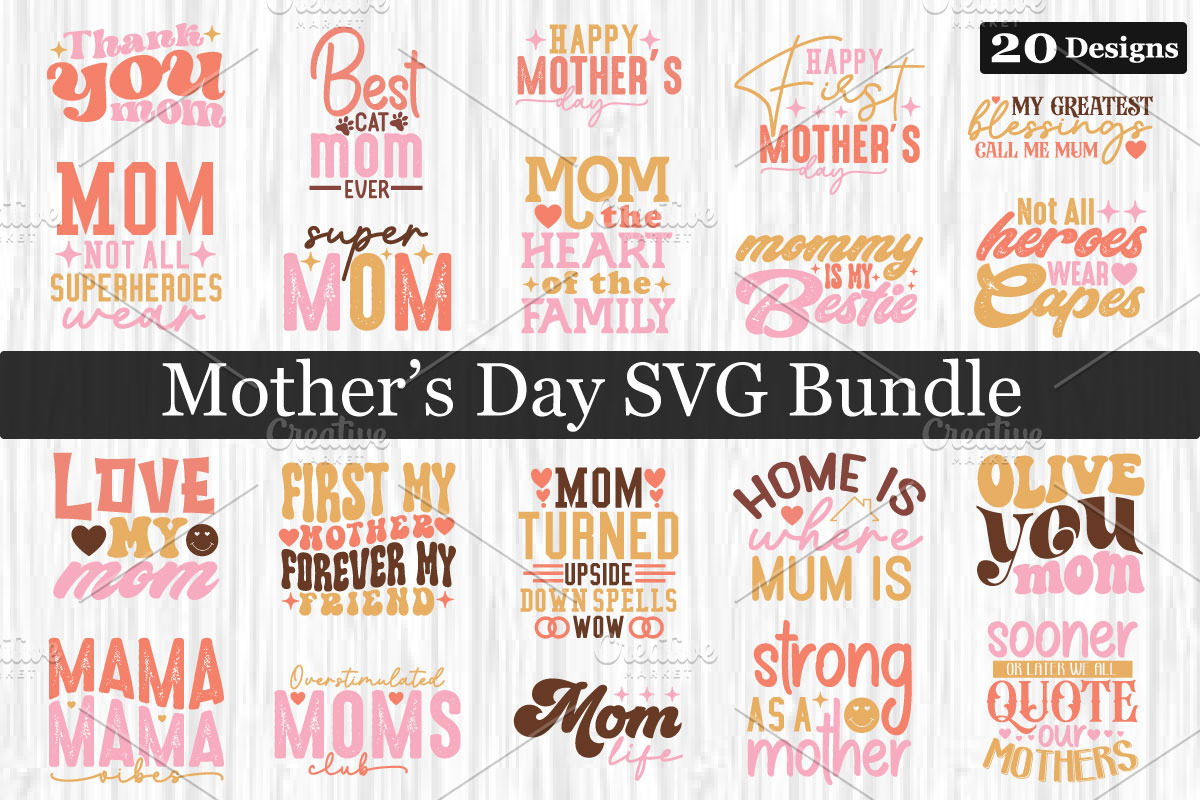 Mother's Day SVG Bundle ,Mothers Des, a Graphic by akazaddesign (Photo 2 of 16)