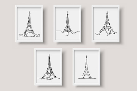 Eiffel Tower Line Art Bundle
