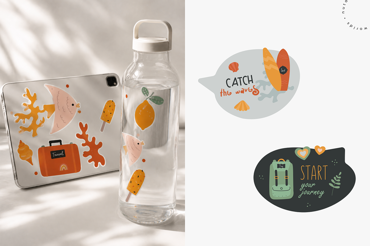 Summer Days | Vector Stickers Pack, a Decorative Illustration by Nutalin Art (Photo 6 of 16)