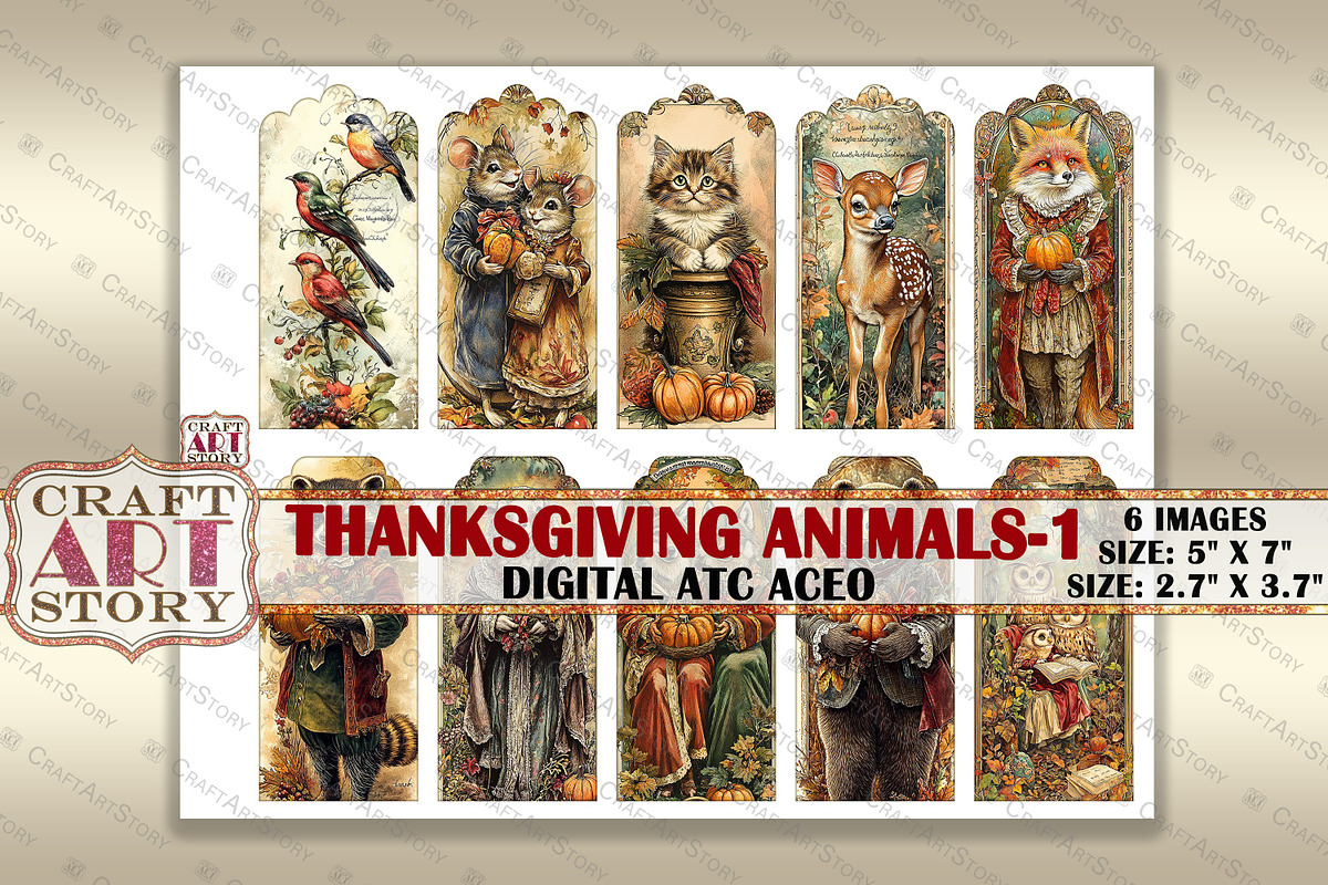 Thanksgiving animals-1 picture, an Animal Illustration by CraftArtStory (Photo 3 of 3)