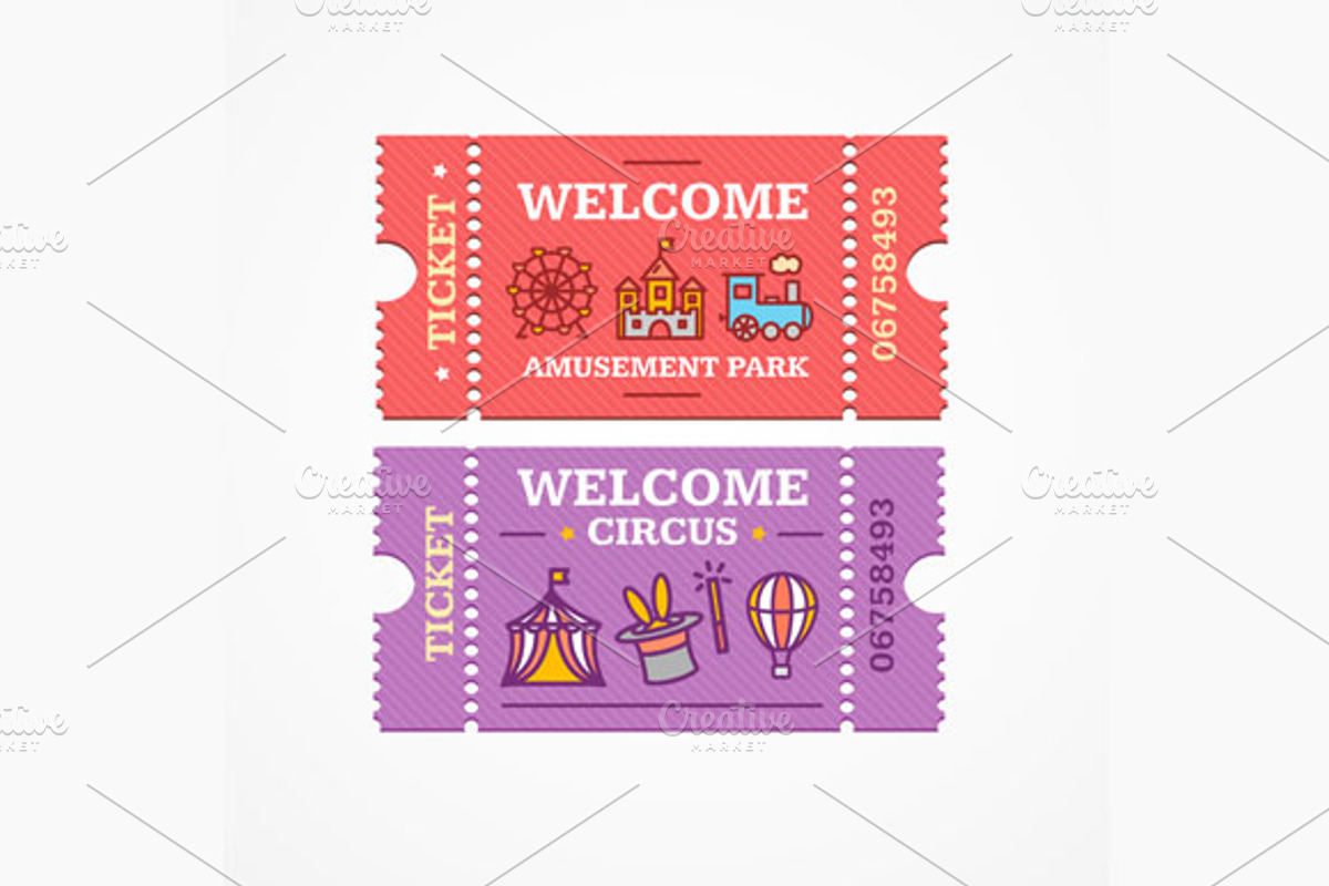 Circus and Amusement Park Ticket, an Object Graphic by Vector and Templates