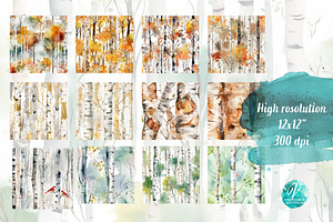 Birch Woods Seamless Patterns