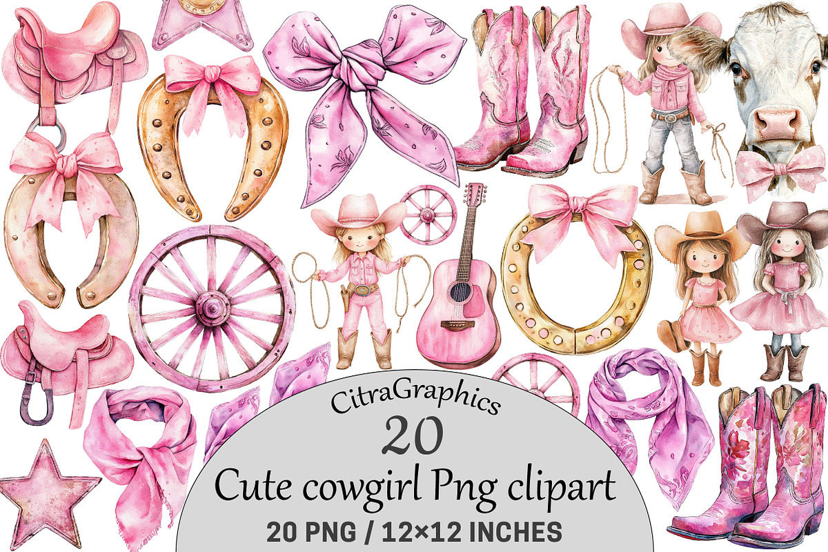 Cute cowgirl clipart, an Illustration by CitraGraphics (Photo 1 of 5)