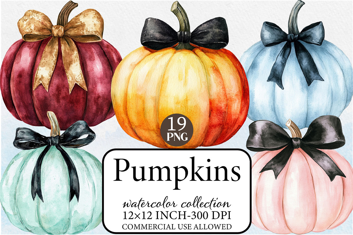 Pumpkins Watercolor PNG, an Illustration by Libby Wishes (Photo 1 of 7)